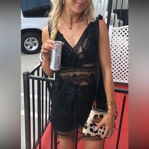 Free People Black Sheer Mini Dress